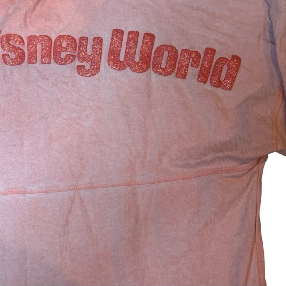 Walt Disney World Official Ombré Pink Glitter Size M 100% Cotton Spirit Jersey - Picture 7 of 9
